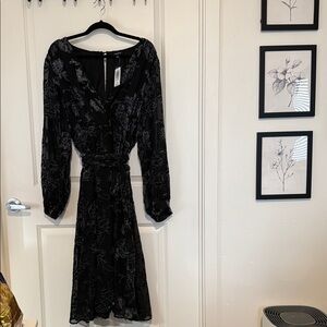 Torrid Black and Gray Floral Long Sleeve Dress